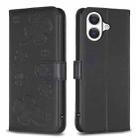 For iPhone 17 Four-leaf Embossed Leather Phone Case(Black) - 1