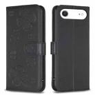 For iPhone 17 Air Four-leaf Embossed Leather Phone Case(Black) - 1