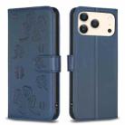 For iPhone 17 Pro Four-leaf Embossed Leather Phone Case(Blue) - 1