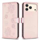 For iPhone 17 Pro Four-leaf Embossed Leather Phone Case(Pink) - 1