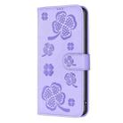 For iPhone 17 Pro Max Four-leaf Embossed Leather Phone Case(Purple) - 2