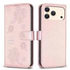 For iPhone 17 Pro Max Four-leaf Embossed Leather Phone Case(Pink) - 1