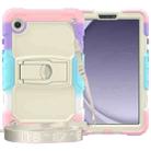 For Samsung Galaxy Tab A9+ Silicone Hydric PC Tablet Case with Shoulder Strap & Holder(Colorful Pink) - 1