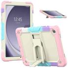For Samsung Galaxy Tab A9+ Silicone Hydric PC Tablet Case with Shoulder Strap & Holder(Colorful Pink) - 2