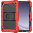 For Samsung Galaxy Tab A9+ Silicone Hydric PC Tablet Case with Shoulder Strap & Holder(Red) - 2