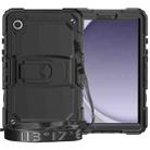 For Samsung Galaxy Tab A9 Silicone Hydric PC Tablet Case with Shoulder Strap & Holder(Black) - 1