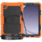 For Samsung Galaxy Tab A9 Silicone Hydric PC Tablet Case with Shoulder Strap & Holder(Orange) - 1