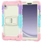 For Samsung Galaxy Tab A9 Silicone Hydric PC Tablet Case with Shoulder Strap & Holder(Colorful Pink) - 2
