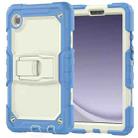 For Samsung Galaxy Tab A9 Silicone Hydric PC Tablet Case with Shoulder Strap & Holder(Beige Cyan Blue) - 2