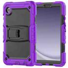 For Samsung Galaxy Tab A9 Silicone Hydric PC Tablet Case with Shoulder Strap & Holder(Purple) - 2