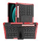 For Samsung Galaxy Tab S9 FE Tire Texture TPU + PC Tablet Case with Holder(Red) - 1