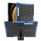For Samsung Galaxy Tab S9 FE+ Tire Texture TPU + PC Tablet Case with Holder(Blue) - 1