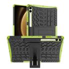 For Samsung Galaxy Tab S9 FE+ Tire Texture TPU + PC Tablet Case with Holder(Green) - 1