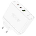 Borofone BN11 PD100W Dual USB-C/Type-C+USB 3-port GaN Charger, EU Plug(White) - 1