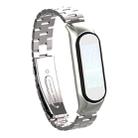 For Xiaomi Mi Band 5 Double Spring Solid Three Stainless Steel Solid Color Watch Band(Silver) - 1