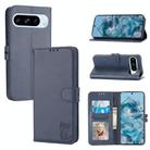 For Google Pixel 10 Pro XL Embossed Happy Cat Pattern Flip Leather Phone Case(Blue) - 1