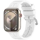 For Apple Watch SE 2023 44mm H Texture Silicone Ladder Buckle Watch Band(White) - 1