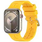 For Apple Watch SE 2023 44mm H Texture Silicone Ladder Buckle Watch Band(Yellow) - 1