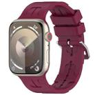 For Apple Watch SE 2023 44mm H Texture Silicone Ladder Buckle Watch Band(Wine Red) - 1