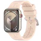 For Apple Watch SE 2023 44mm H Texture Silicone Ladder Buckle Watch Band(Sand Pink) - 1