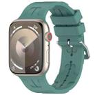 For Apple Watch SE 2023 44mm H Texture Silicone Ladder Buckle Watch Band(Pine Green) - 1