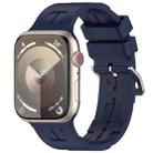 For Apple Watch SE 2023 44mm H Texture Silicone Ladder Buckle Watch Band(Midnight) - 1