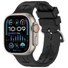 For Apple Watch Ultra 2 49mm H Texture Silicone Ladder Buckle Watch Band(Black) - 1