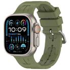 For Apple Watch Ultra 2 49mm H Texture Silicone Ladder Buckle Watch Band(Army Green) - 1