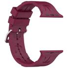 For Apple Watch Series 9 45mm H Texture Silicone Ladder Buckle Watch Band(Wine Red) - 3