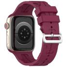 For Apple Watch Series 9 45mm H Texture Silicone Ladder Buckle Watch Band(Wine Red) - 4