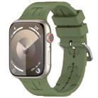 For Apple Watch Series 9 45mm H Texture Silicone Ladder Buckle Watch Band(Army Green) - 1