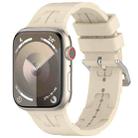 For Apple Watch Series 9 45mm H Texture Silicone Ladder Buckle Watch Band(Khaki) - 1