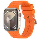 For Apple Watch Series 9 41mm H Texture Silicone Ladder Buckle Watch Band(Orange) - 1