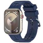 For Apple Watch Series 9 41mm H Texture Silicone Ladder Buckle Watch Band(Midnight Blue) - 1