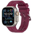 For Apple Watch Ultra 49mm H Texture Silicone Ladder Buckle Watch Band(Wine Red) - 1