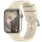 For Apple Watch Series 8 45mm H Texture Silicone Ladder Buckle Watch Band(Khaki) - 1