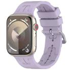 For Apple Watch Series 8 45mm H Texture Silicone Ladder Buckle Watch Band(Purple) - 1