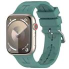 For Apple Watch SE 2022 44mm H Texture Silicone Ladder Buckle Watch Band(Pine Green) - 1