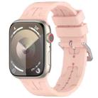 For Apple Watch Series 6 44mm H Texture Silicone Ladder Buckle Watch Band(Retro Rose) - 1