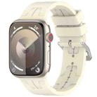 For Apple Watch Series 6 44mm H Texture Silicone Ladder Buckle Watch Band(Starlight) - 1