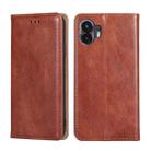 For Nothing Phone 2 Gloss Oil Solid Color Magnetic Leather Phone Case(Brown) - 1