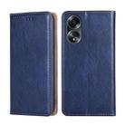 For OPPO A58 4G Gloss Oil Solid Color Magnetic Leather Phone Case(Blue) - 1