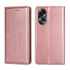 For OPPO A58 4G Gloss Oil Solid Color Magnetic Leather Phone Case(Rose Gold) - 1