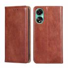 For OPPO A78 4G Gloss Oil Solid Color Magnetic Leather Phone Case(Brown) - 1