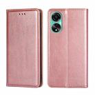 For OPPO A78 4G Gloss Oil Solid Color Magnetic Leather Phone Case(Rose Gold) - 1