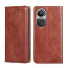 For OPPO Reno10 5G / Reno10 Pro 5G Global Gloss Oil Solid Color Magnetic Leather Phone Case(Brown) - 1