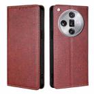 For OPPO Find X7 Ultra 5G Gloss Oil Solid Color Magnetic Leather Phone Case(Brown) - 1