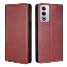 For OPPO A3 Pro 5G India Gloss Oil Solid Color Magnetic Leather Phone Case(Brown) - 1