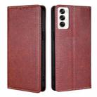 For OPPO Reno12 5G Global Gloss Oil Solid Color Magnetic Leather Phone Case(Brown) - 1