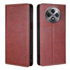 For OPPO Reno12 F 5G Gloss Oil Solid Color Magnetic Leather Phone Case(Brown) - 1